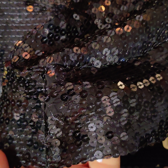 Free People 🌚 Blue sequin flutter sleeve plunging back crop top - Picture 8 of 8